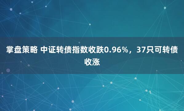 掌盘策略 中证转债指数收跌0.96%，37只可转债收涨